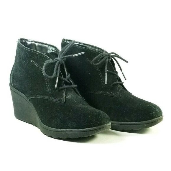 White Mountain Wedge Ankle Boot Women's Size 7.5 M Black Suede Leather - Picture 4 of 6
